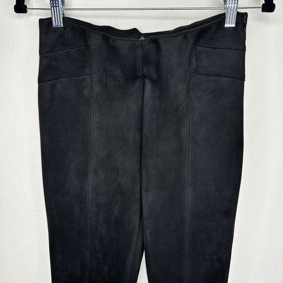 Zara Black Vegan Faux Suede Mid Rise Zip Ankle Raw Hem Leggings Pants Medium - Picture 5 of 15